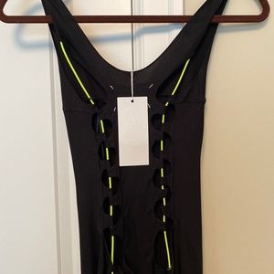 Maison margiela black and neon cord midi dress